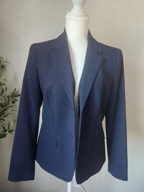 Nine West Dark Blue Blazer Classic Work Office Jacket Size 6
